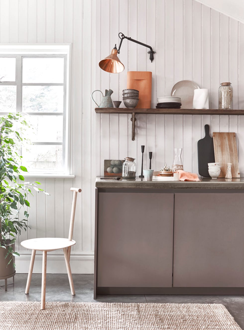 brown grey kitchen cupboards