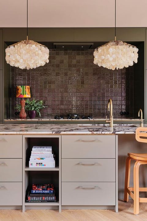 kitchen with book cubbies