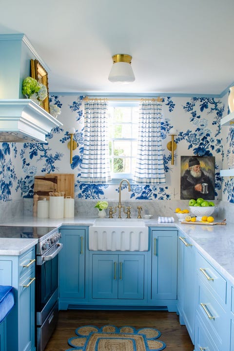 blue and white kitchen