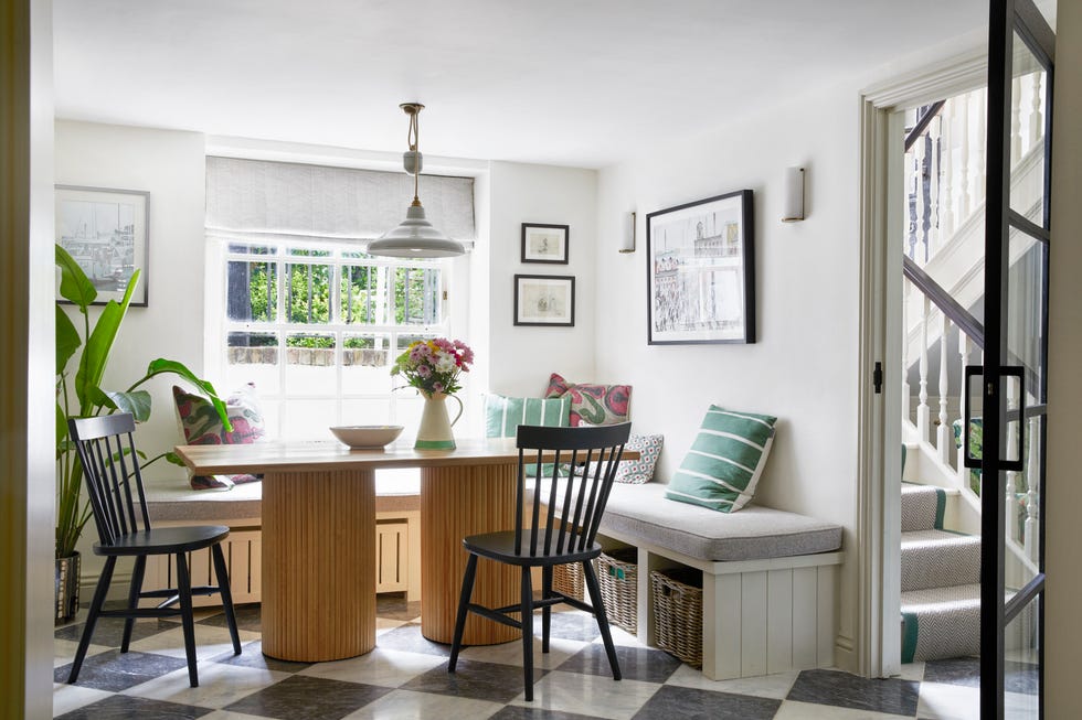 oak dining table and bench seat