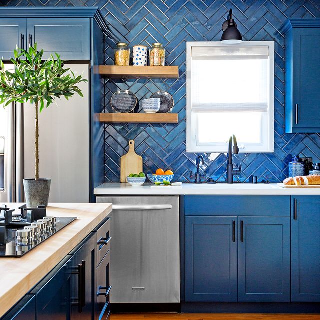 countertop, room, kitchen, cabinetry, blue, furniture, interior design, property, floor, wall,