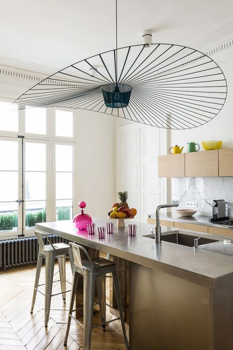 kitchen with statement light