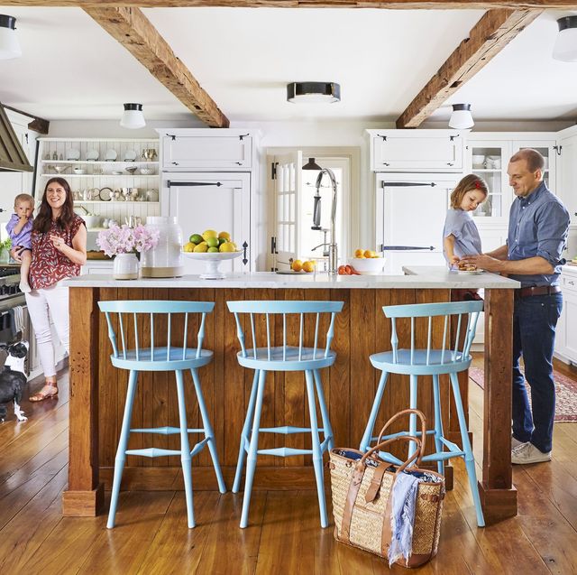 kitchen island ideas colorful chairs
