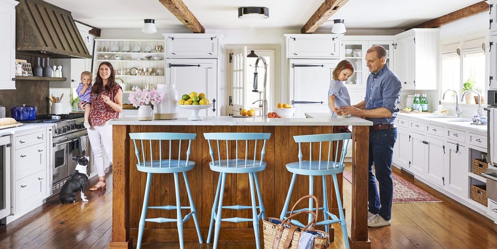 kitchen island ideas colorful chairs