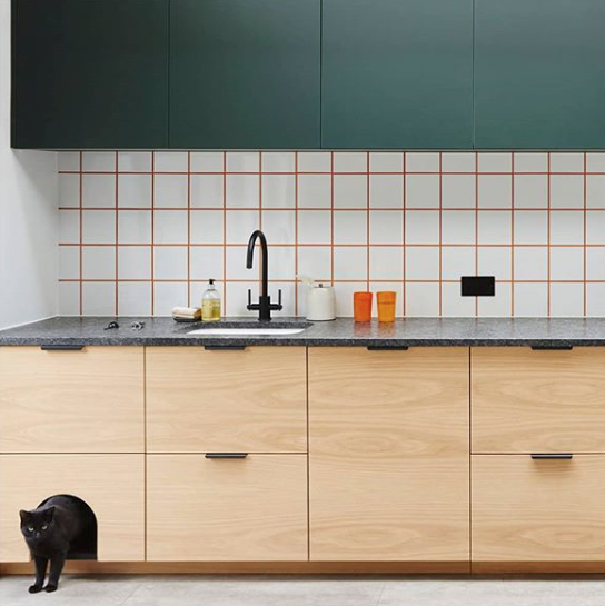 Hølte-Ikea kitchen with cat door