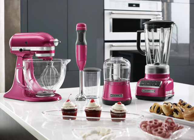 Mixer, Blender, Small appliance, Kitchen appliance, Home appliance, Food processor, Pink, Material property, 