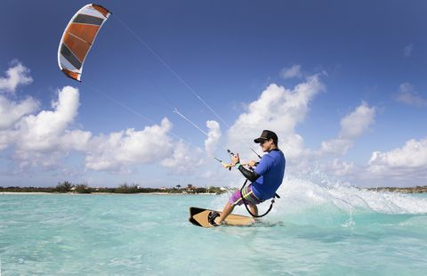 Kite Surfing Man In The Caribbean