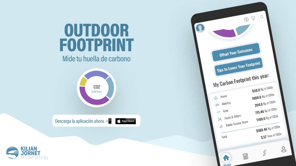 la aplicación 'outdoor footprint' que mide la huella de carbono