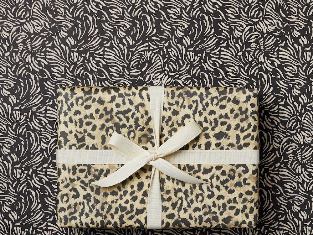 Christmas Leopards Gift Wrapping Paper in Dark Green - 30 x 8' Roll