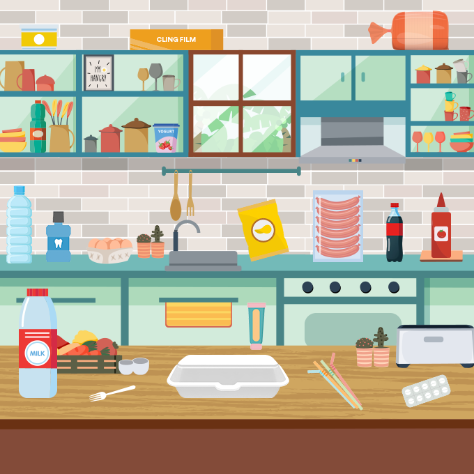 brainteaser can you find 12 recyclable objects in the kitchen
