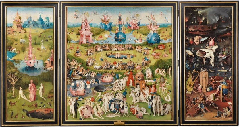 Maratón de Madrid: Tríptico del jardín de las delicias (El Bosco, 1490-1500)
