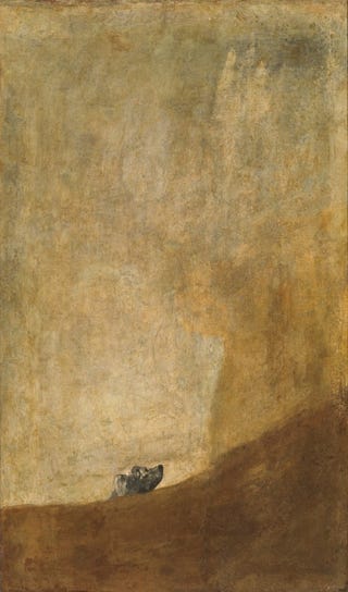 Maratón de Madrid: Perro semihundido (Goya, 1820-1823)