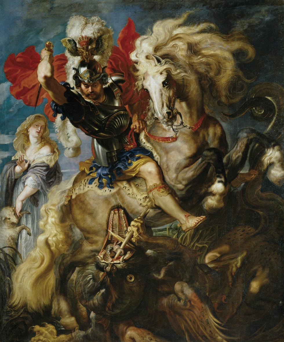 Maratón de Madrid: Lucha de San Jorge y el dragón (Rubens, 1606-1608)