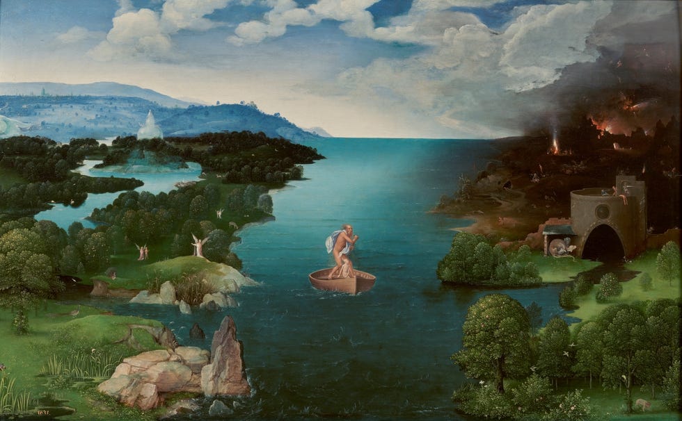Maratón de Madrid: El paso de la laguna Estigia (Joachim Patinir, 1520-1524)