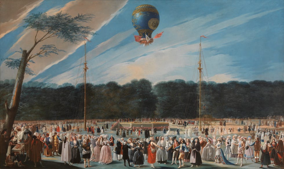 Maratón de Madrid: Ascensión de un globo Montgolfier en Aranjuez (Antonio Carnicero, 1784)