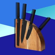 This is an image marcellin magnetic acacia knife block