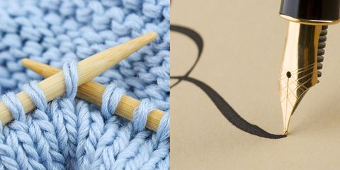 knitting and calligraphy