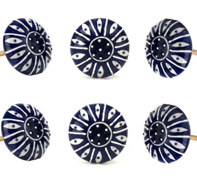 blue and white cabinet knobs