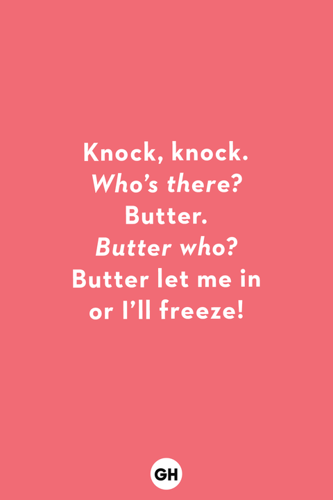 a funny knock knock joke for kids on a solid color background