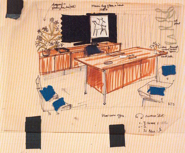 florence knoll office design sketch