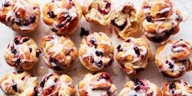 lemon and blueberry rolls topped with icing