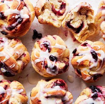 lemon and blueberry rolls topped with icing
