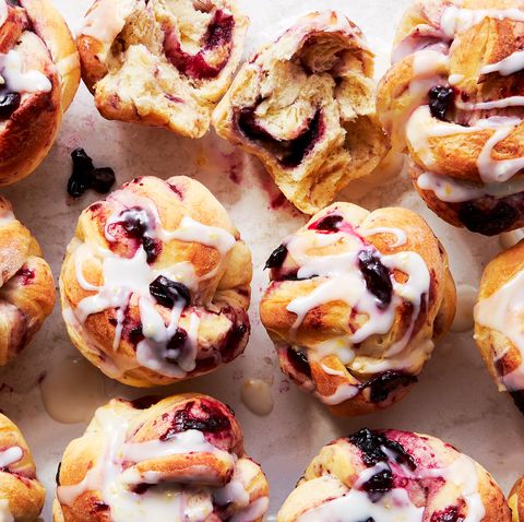 lemon and blueberry rolls topped with icing