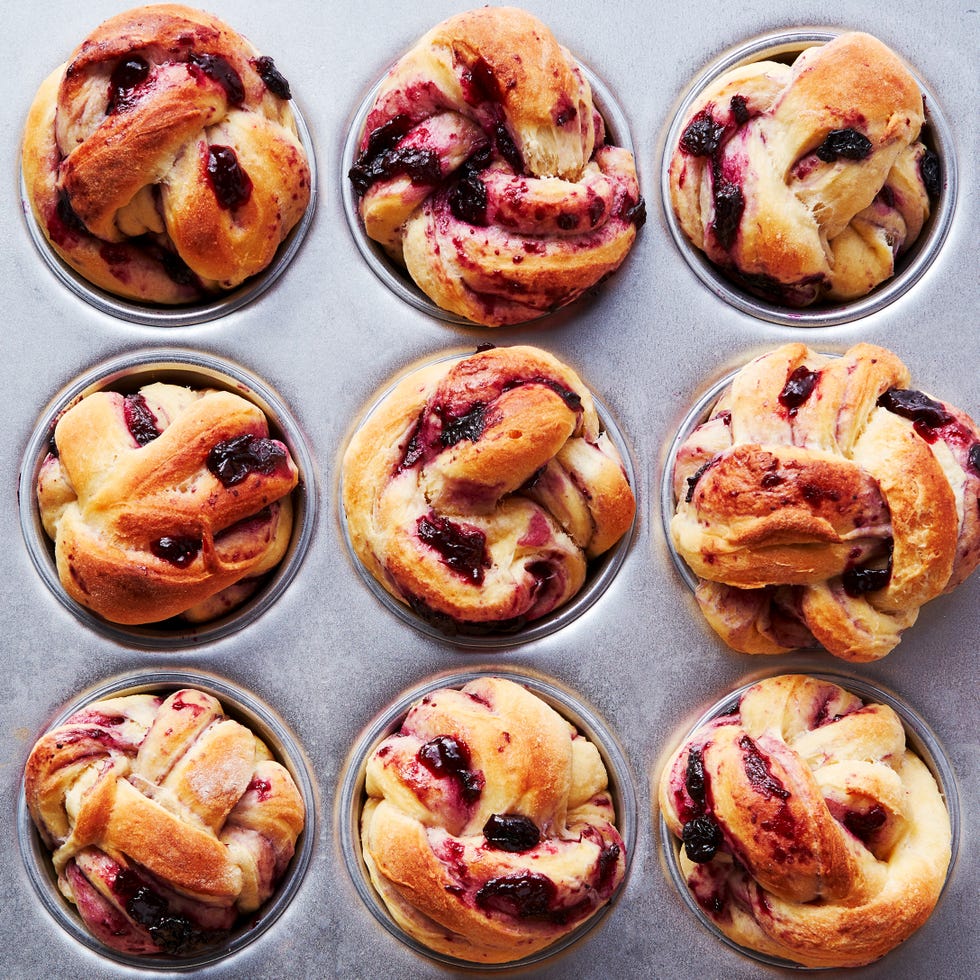 lemon and blueberry rolls topped with icing
