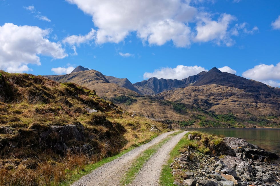 a gravel trail through the knoydart peninsula in scotland