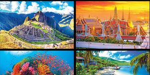Nature, Natural landscape, Landmark, Collage, Art, Tourism, Painting, Colorfulness, Adaptation, Stock photography, 