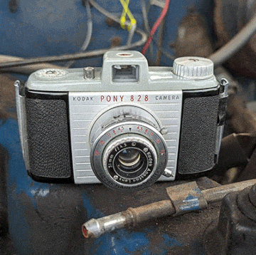 1949 kodak pony 828 camera at denver junkyard