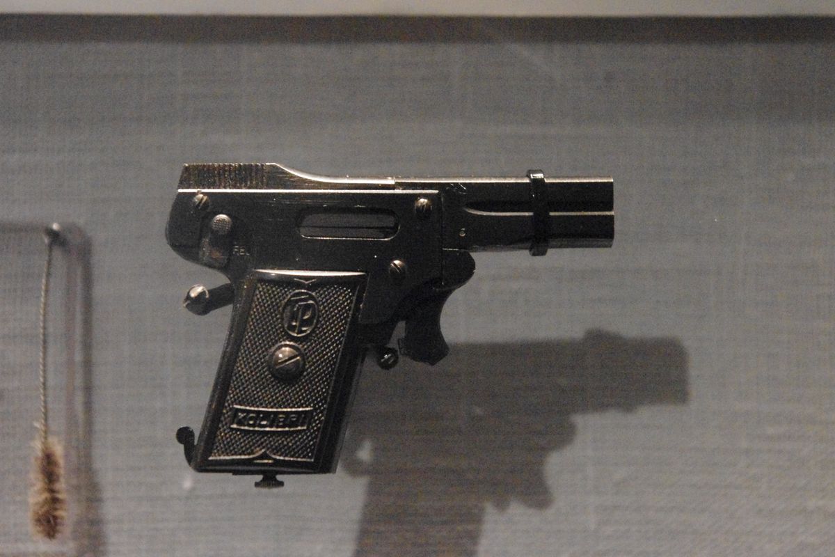 kolibri pistol on display, smallest gun in the world