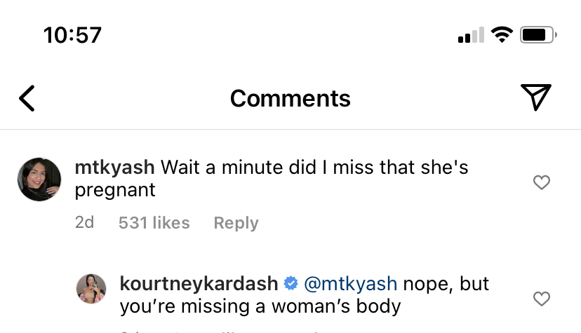 kourtney kardashian had the best response to pregnancy speculation