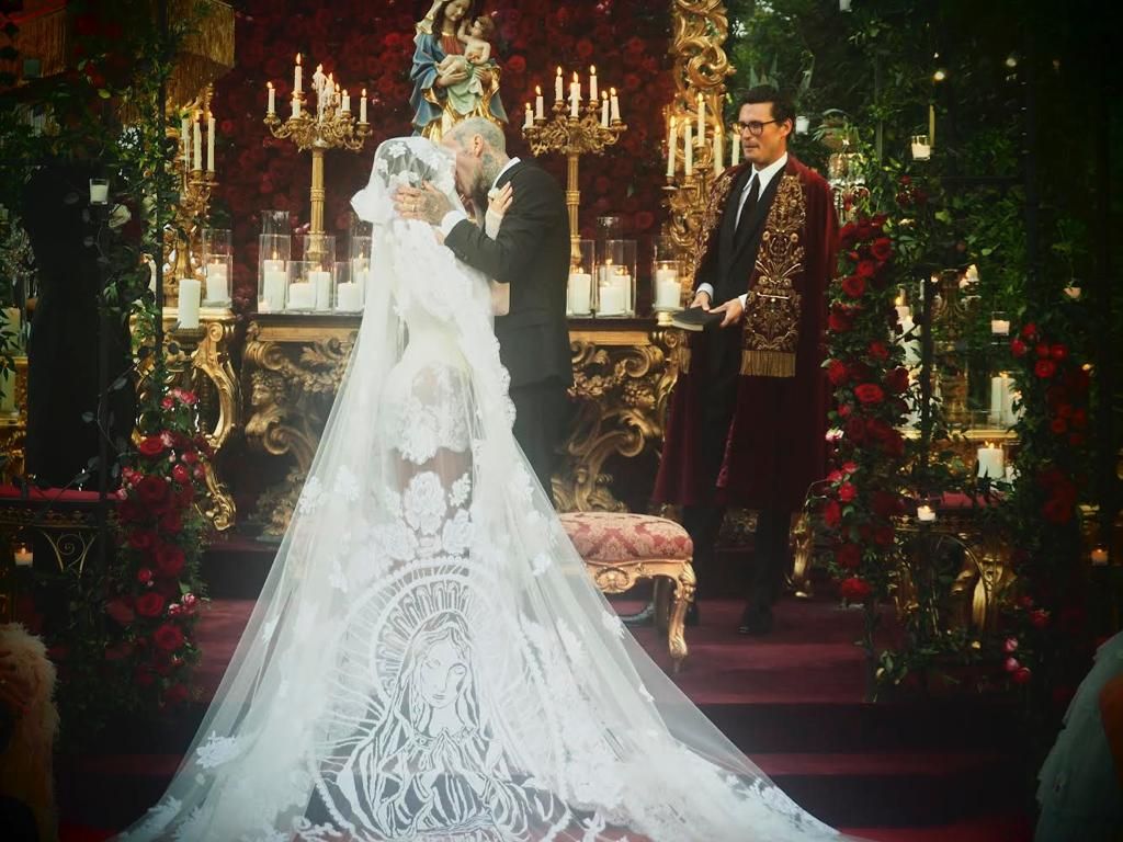 Kourtney Kardashian wears Dolce & Gabbana wedding dress