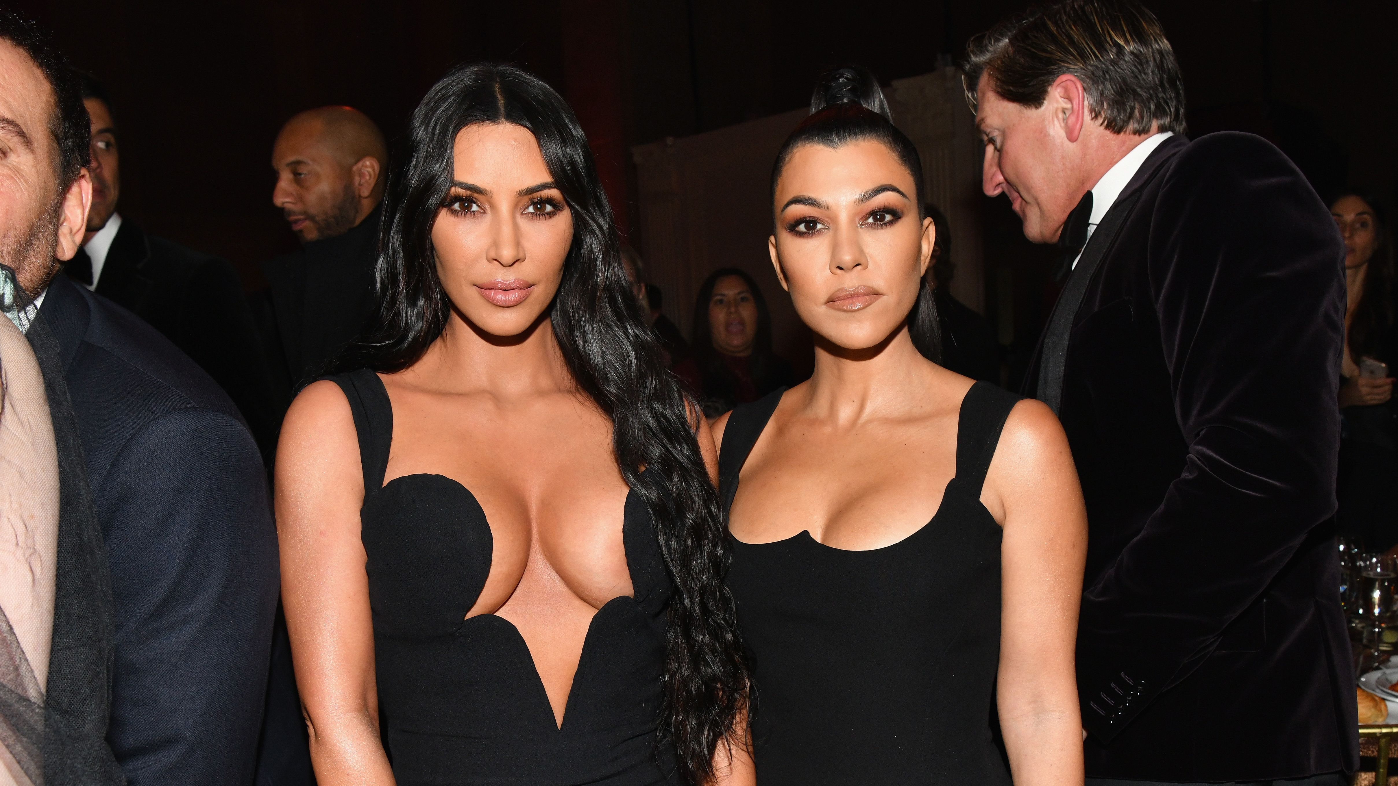 Kim Kardashian Wears Plunging Bodysuit to Lunch with Kourtney