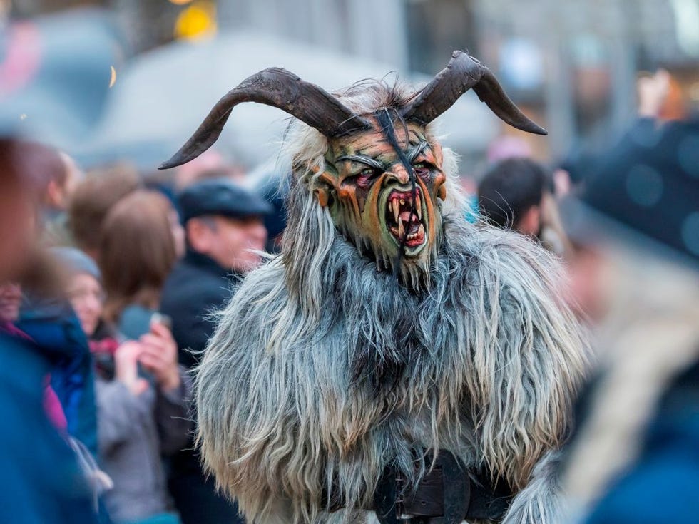 krampuslauf or perchtenlauf during advent in munich