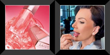 lanome lip gloss, kris jenner applying lip gloss