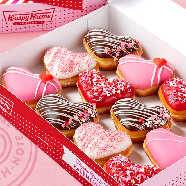 krispy kreme "dough notes" heart shaped valentine's day donuts 2021