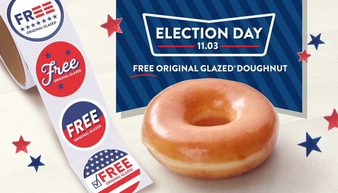 krispy kreme election day free donut and sticker 2020