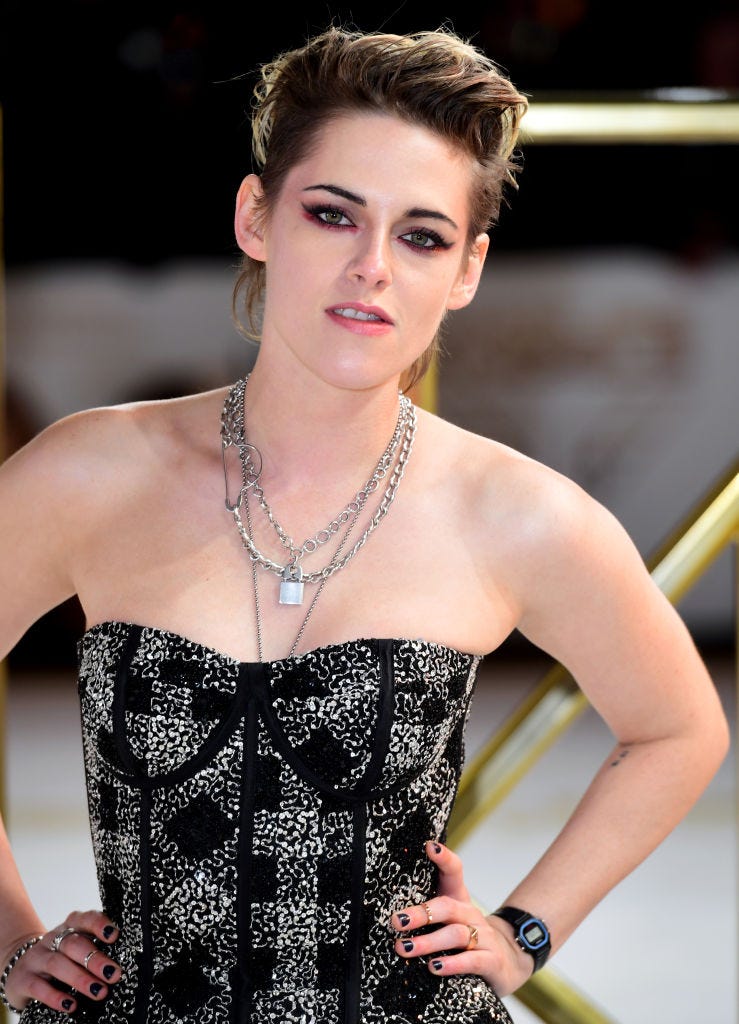 Kristen Stewart wore a black and silver checked dress on the red carpet