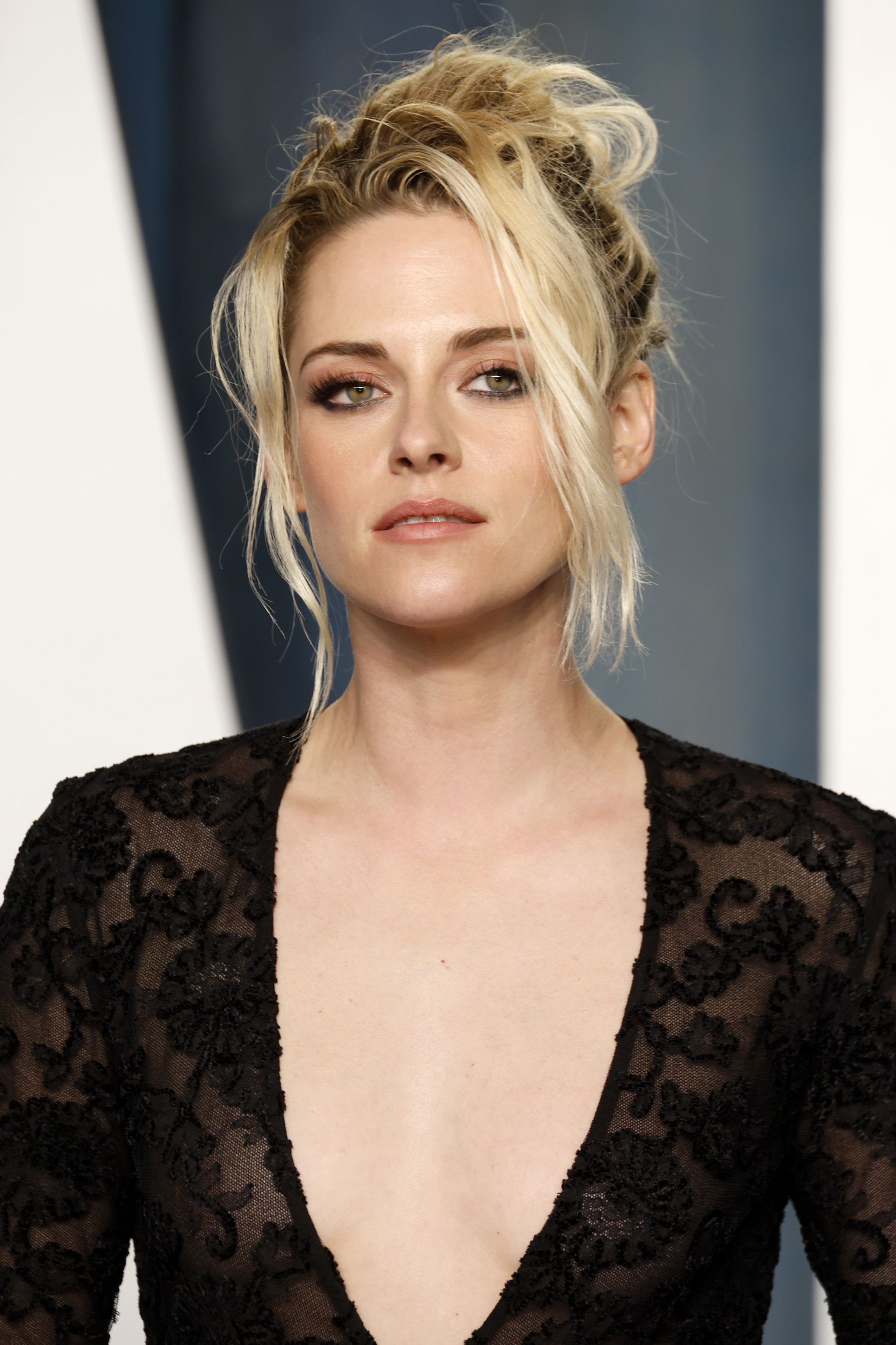 Kristen Stewart Wears See-Through Black Chanel Dress at Oscars 2022  After-Party