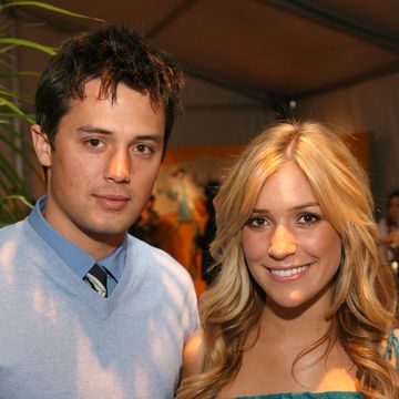 personalities stephen colletti and kristin cavallari attend mercedes benz fashion week held at smashbox studios on march 11, 2008 in culver city, california