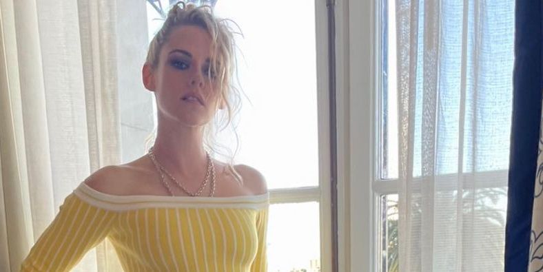 Kristen Stewart Wears Chic Yellow Crop Top and Skirt Set