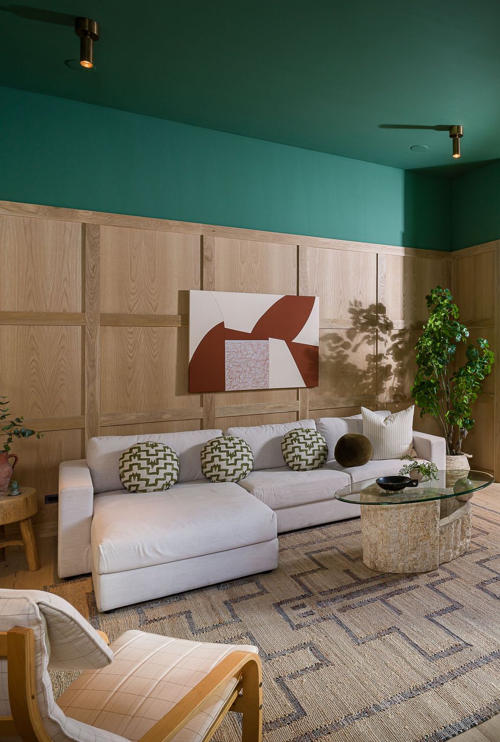 green walls in living room