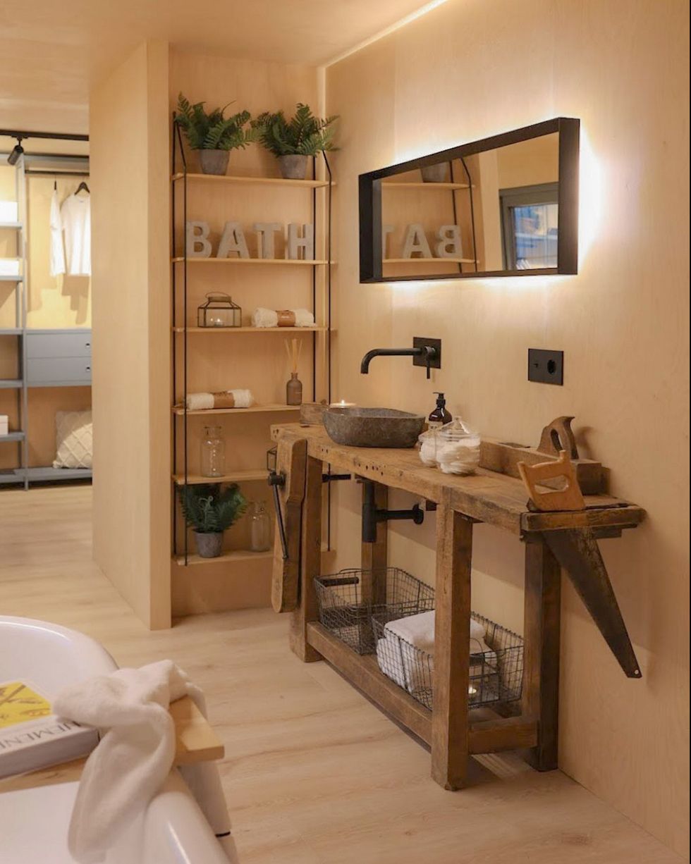 mueble lavabo casa modular kubo con contenedores de la firma vasca basoko