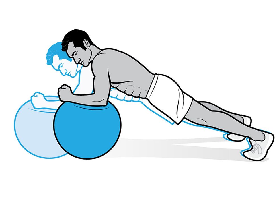 Ball, Swiss ball, Press up, Arm, Exercise equipment, Crunch, Physical fitness, Muscle, Flip (acrobatic), Leg, 