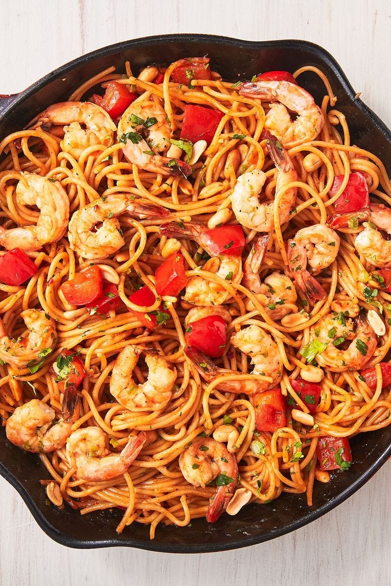 shrimp kung pao noodles