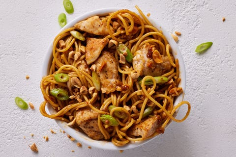 kung pao inspired spaghetti