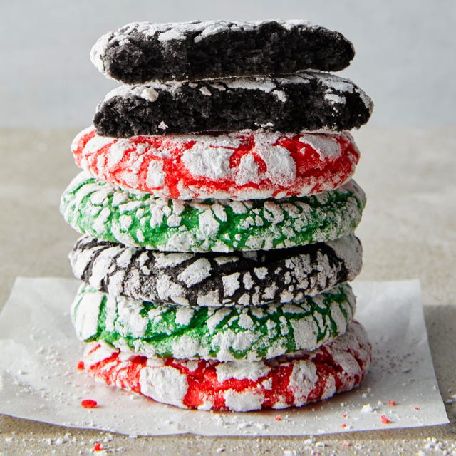 Kwanzaa Krinkle Cookies dark, red, and green crinkle cookies