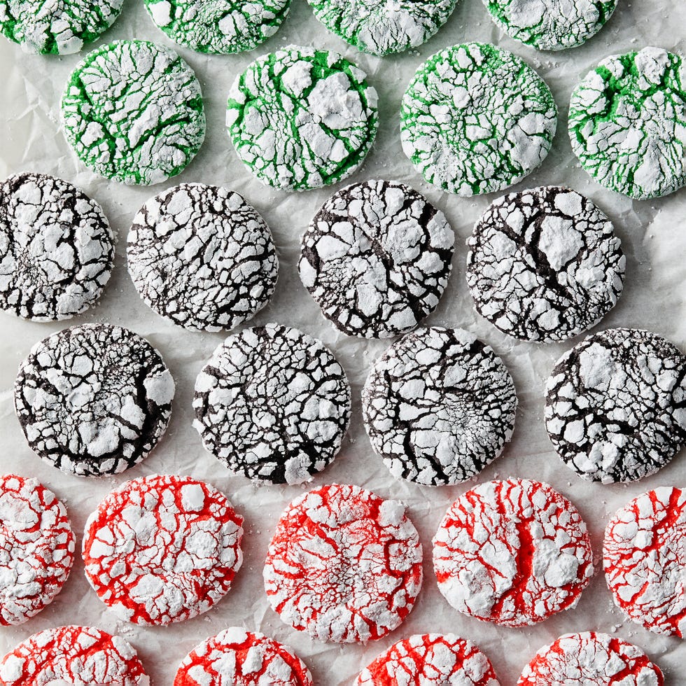 dark, red, and green crinkle cookies